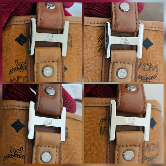 MCM Cognac Monogram Handbag Tote Bag AUTHENTIC - Picture 12 of 16